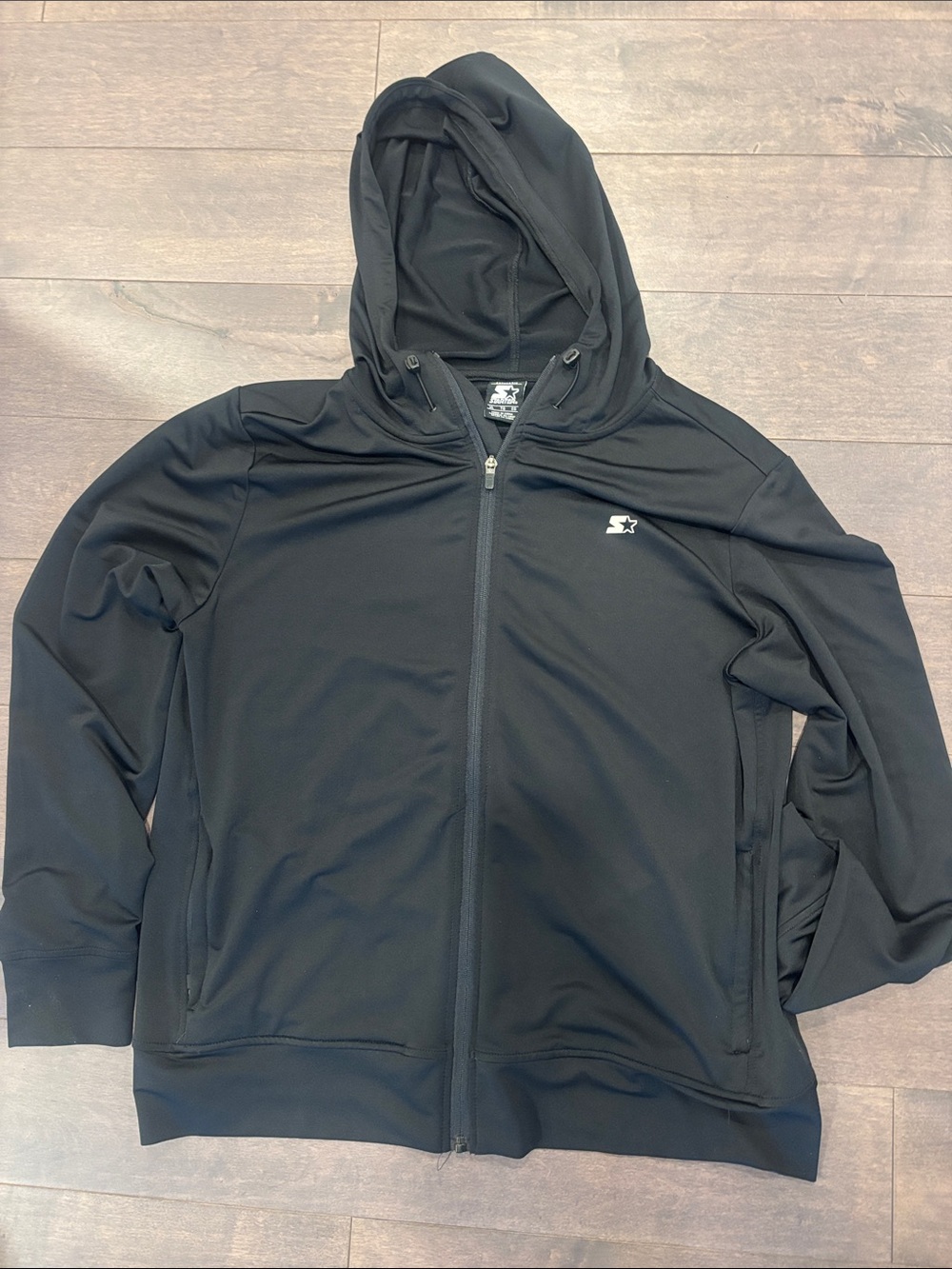 STARTER Black Zip-Up Hooded Athletic Jacket